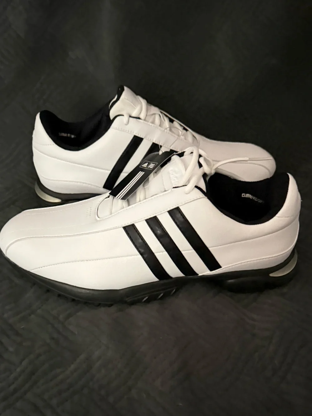 Adidas adiCOMFORT Golf Shoes Men’s 11.5 White Black Climaproof NEW w/ Box